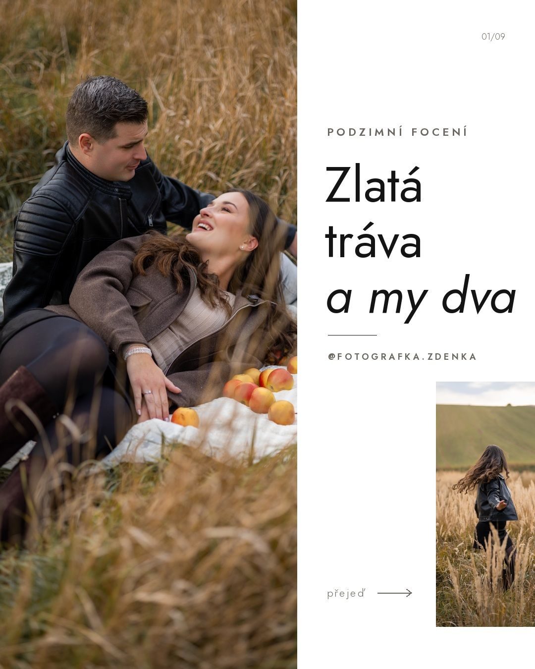 Pár na dece s jablky v zlaté trávě